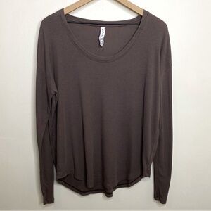 Athleta Scoopneck Long Sleeve Brown Top